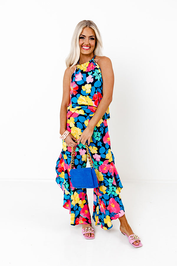 Neon Lights High Waist Floral Pants