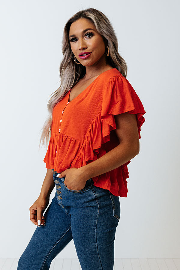 Believe The Dream Peplum Top In Scarlet