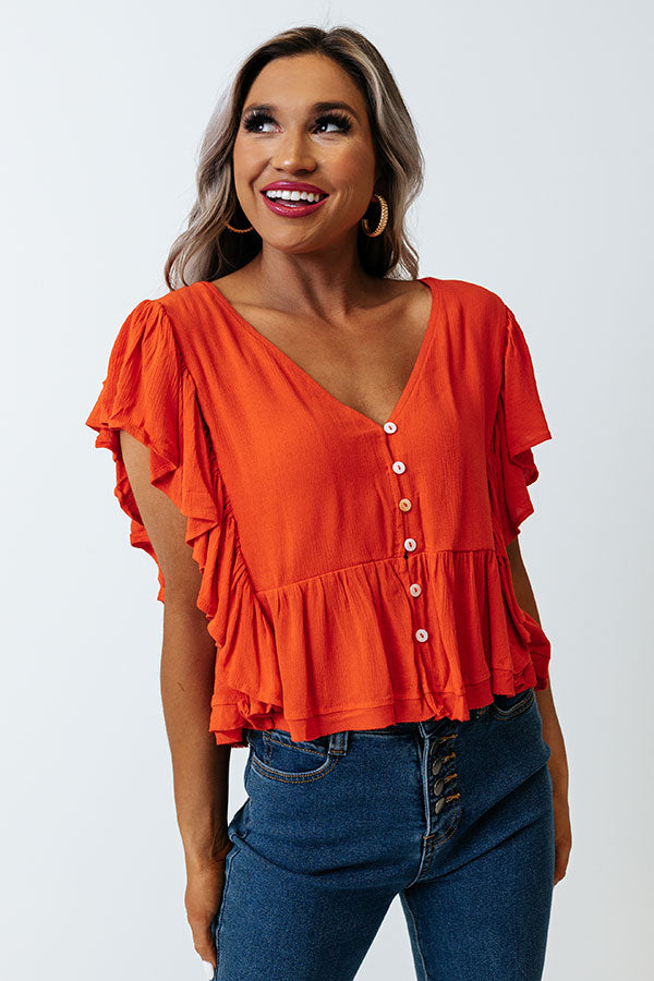 Believe The Dream Peplum Top In Scarlet