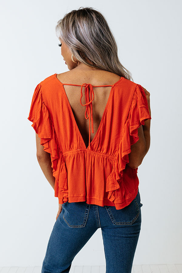 Believe The Dream Peplum Top In Scarlet