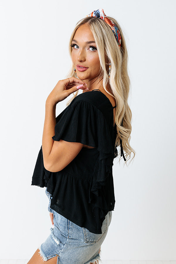 Believe The Dream Peplum Top In Black