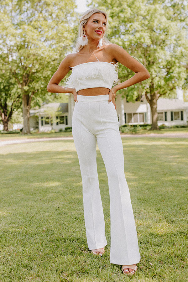 The Rixy Feather Crop Top In Cream