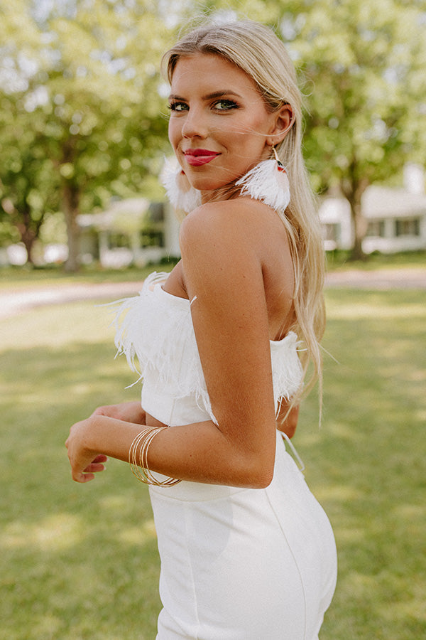 The Rixy Feather Crop Top In Cream