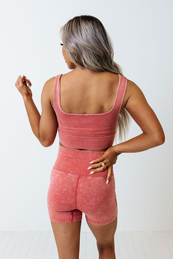Doing The Most Ribbed Crop Top in Rose