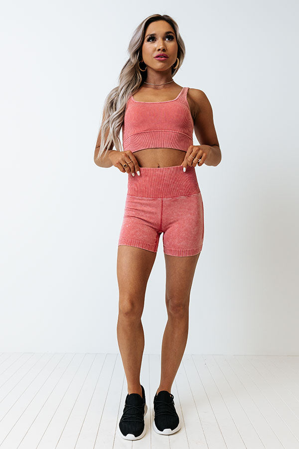 Doing The Most Ribbed Crop Top in Rose