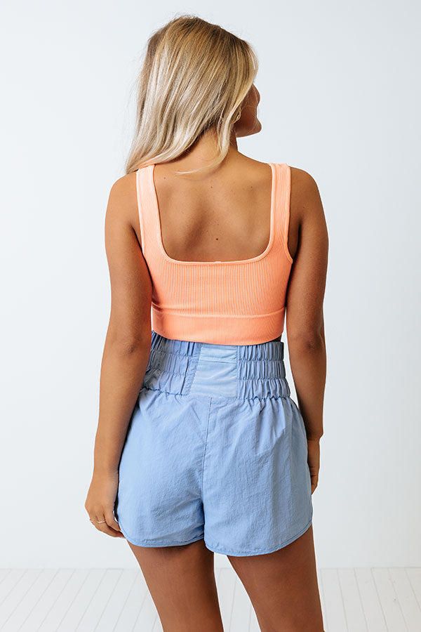 Doing The Most Ribbed Crop Top in Neon Coral