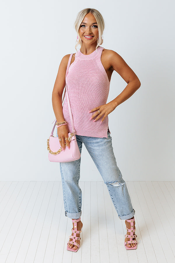 Reserved For Fun Knit Tank In Pink