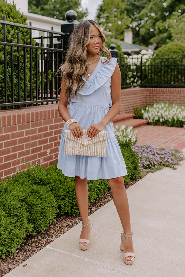 Sunny Pier Ruffle Dress In Sky Blue