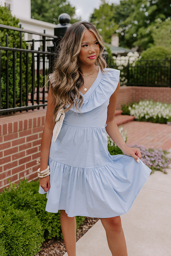 Sunny Pier Ruffle Dress In Sky Blue