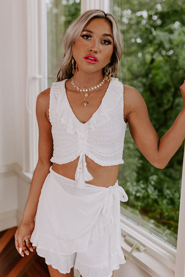 New Playlist Smocked Crop Top