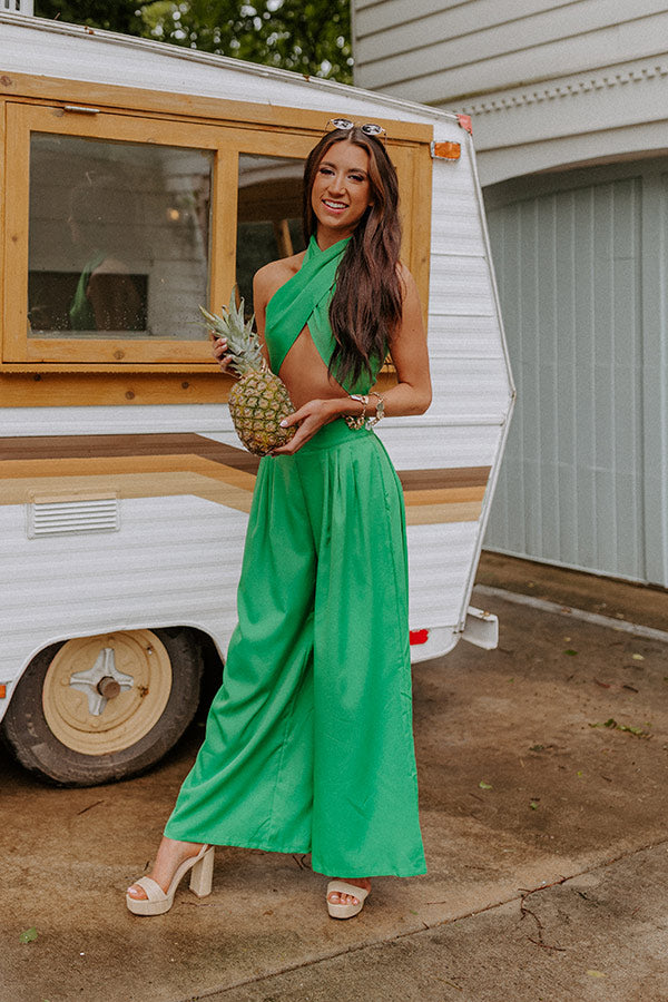 Nearly Famous Wrap Top In Green