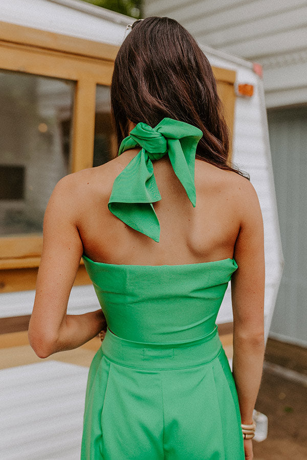 Nearly Famous Wrap Top In Green