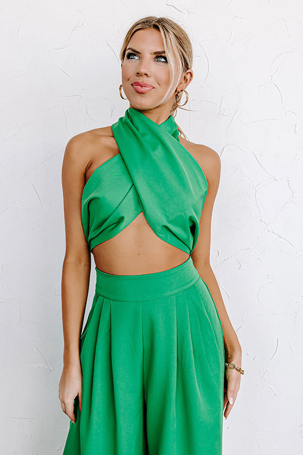 Nearly Famous Wrap Top In Green