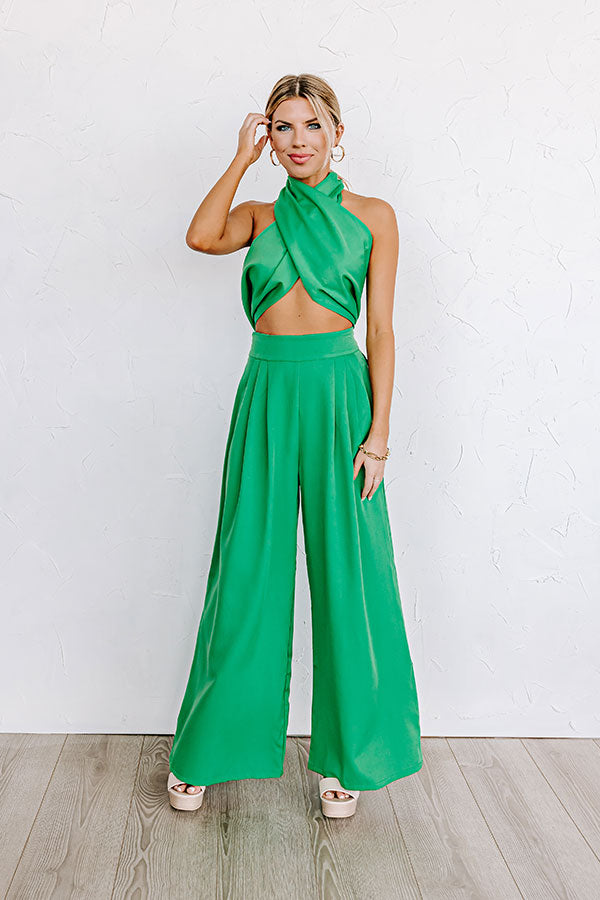 Nearly Famous Wrap Top In Green