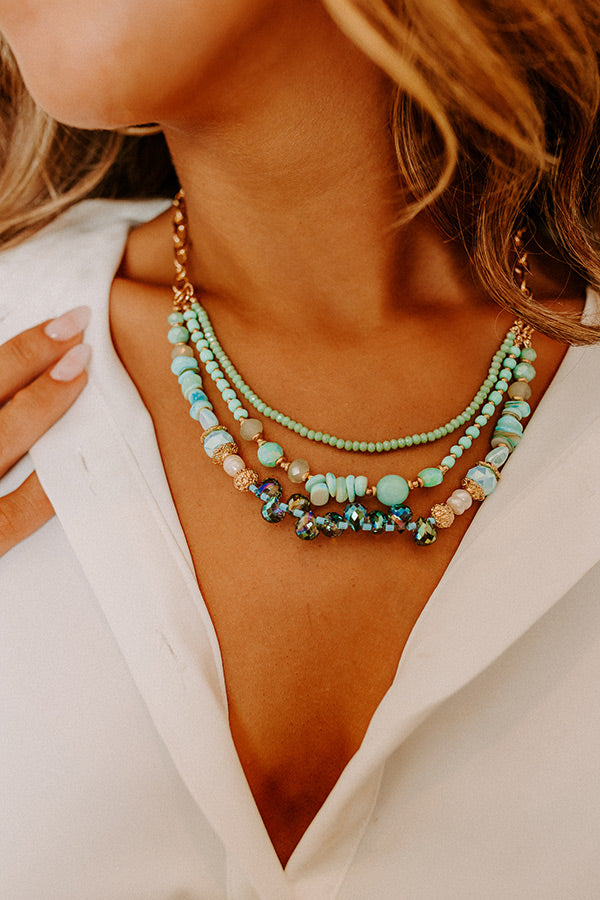 Well Loved Layered Necklace In Ocean Wave