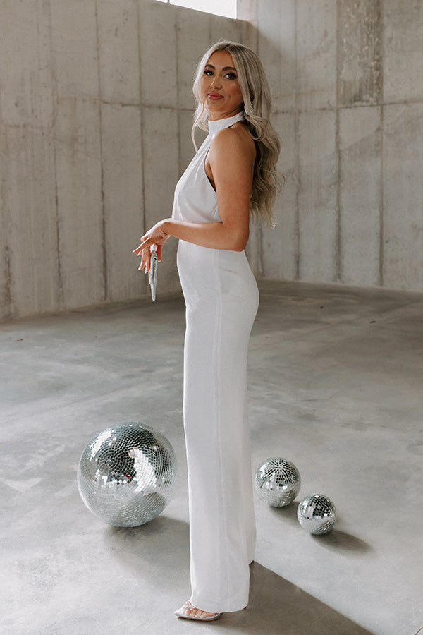 Champagne On The Plane Halter Jumpsuit