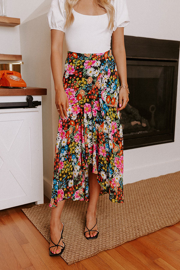 Only Sunshine Floral Skirt In Black