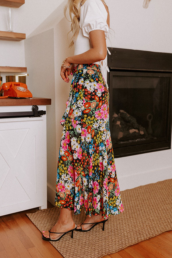Only Sunshine Floral Skirt In Black