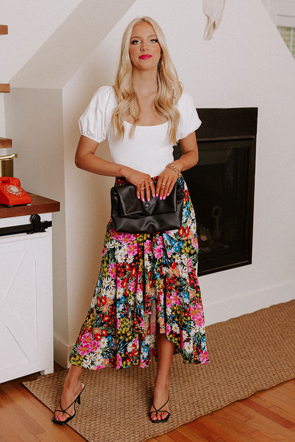 Only Sunshine Floral Skirt In Black