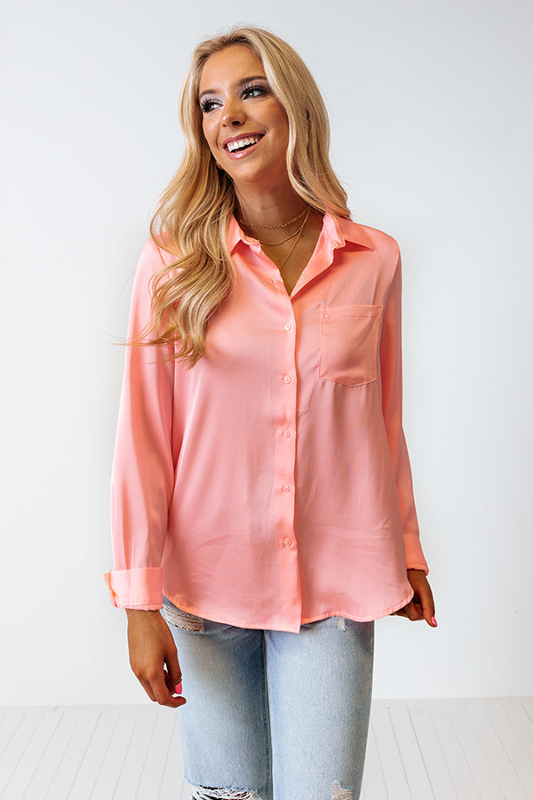 Once In A Lifetime Satin Top In Neon Pink