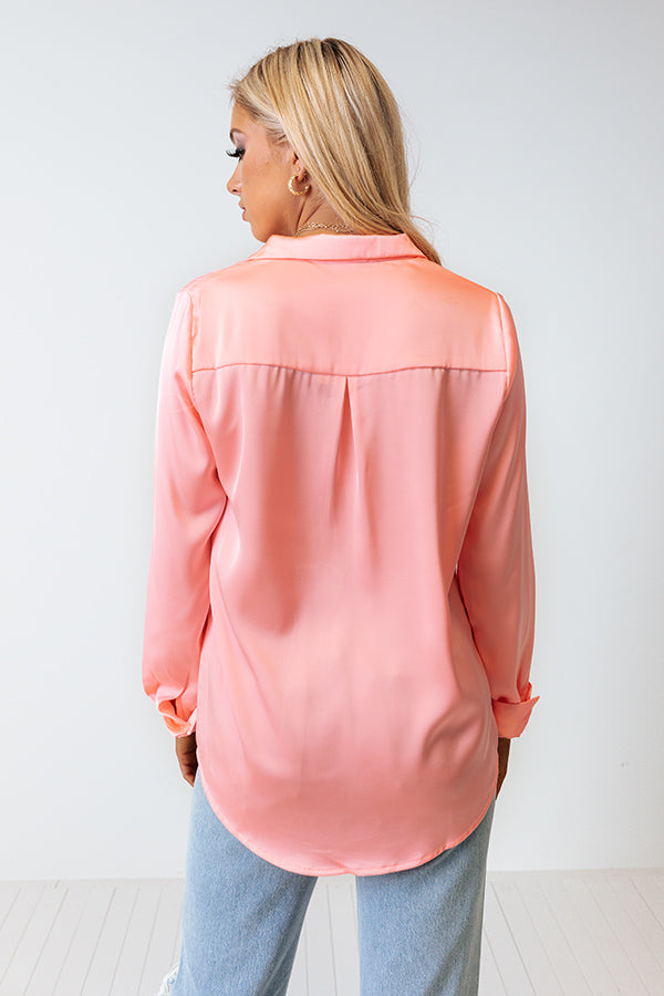 Once In A Lifetime Satin Top In Neon Pink