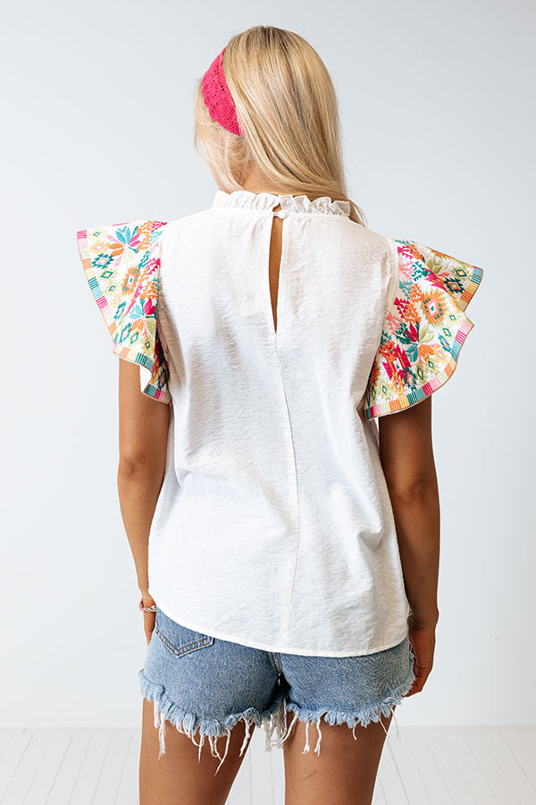 Near To Paradise Embroidered Shift Top In White