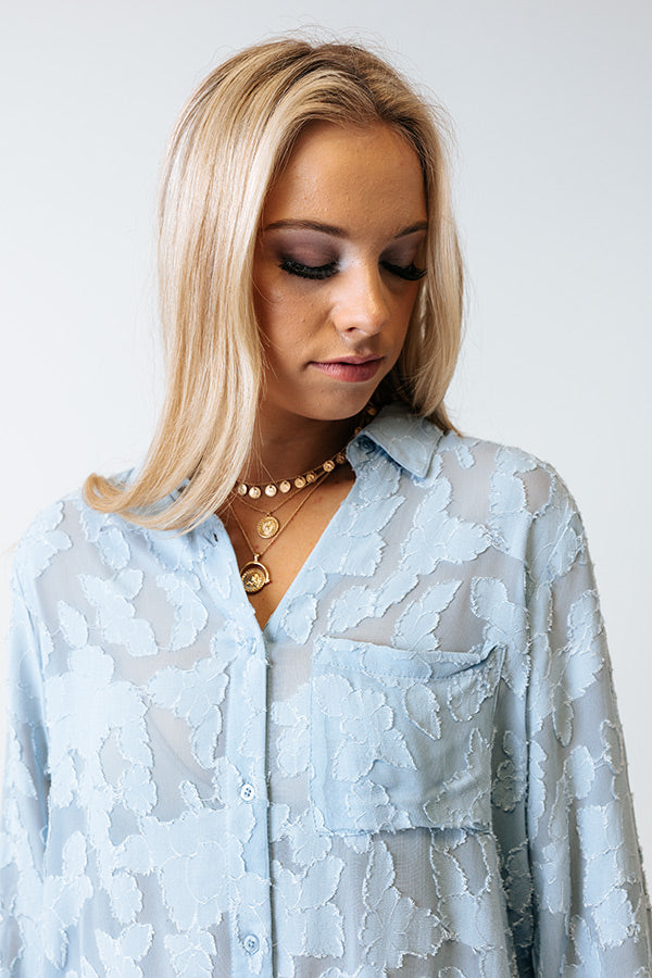 Brag On You Button Up In Sky Blue
