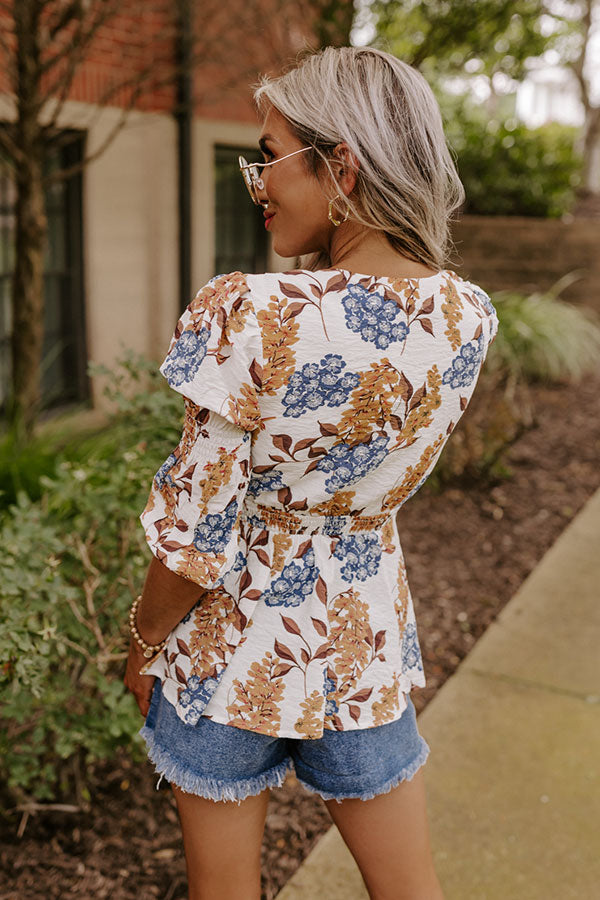 Sweet Georgia Peach Front Tie Top In Ivory