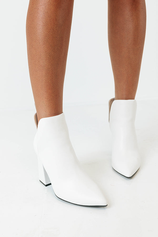 The Sibyl Faux Leather Bootie In Ivory