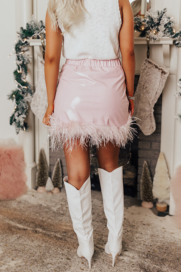 The Freesia Patent Feather Skirt In Blush