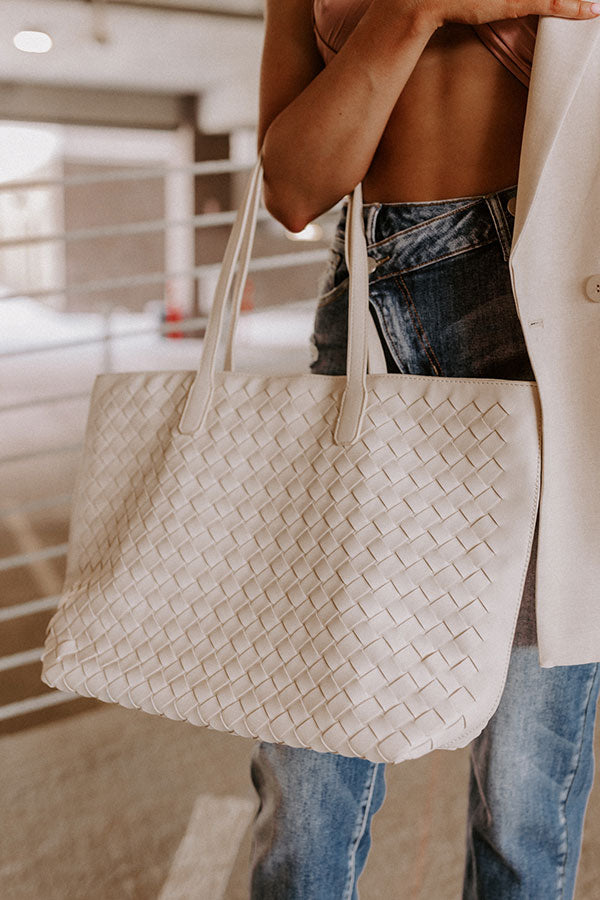 Boston Market Faux Leather Tote In Cream