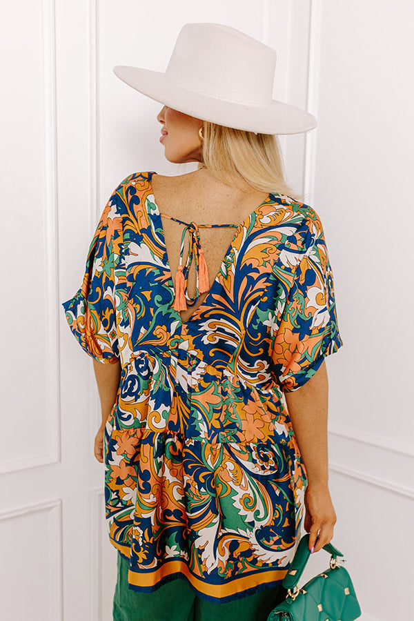 Dial It In Babydoll Top In Navy Curves
