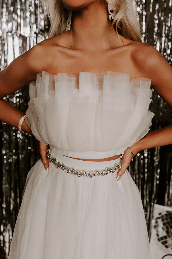 Out Past Midnight Tulle Crop Top In Cream