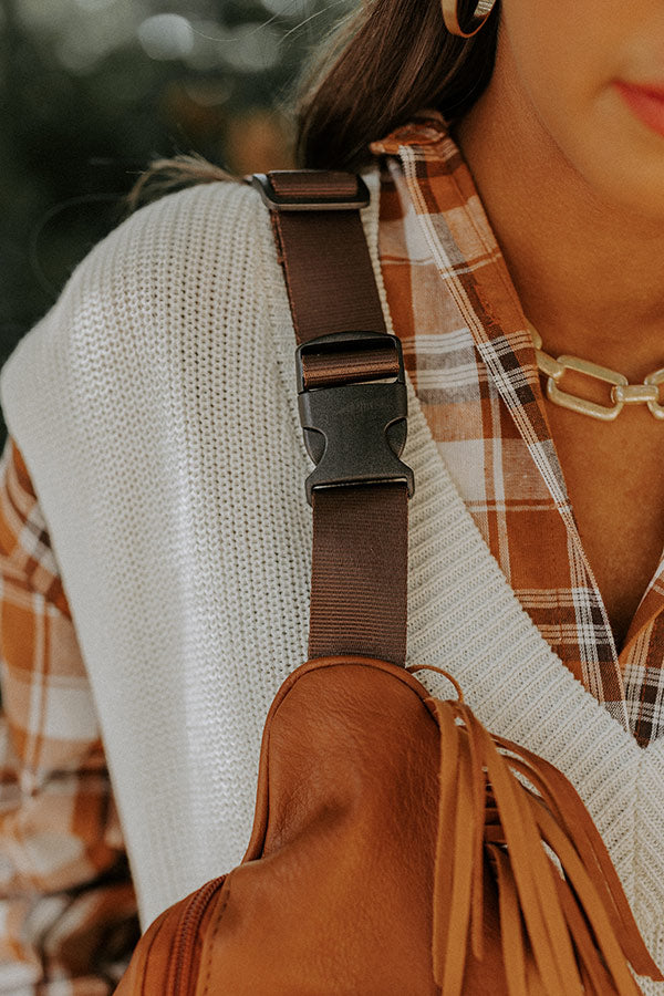 Trip Of My Life Fringe Fanny Pack In Brown