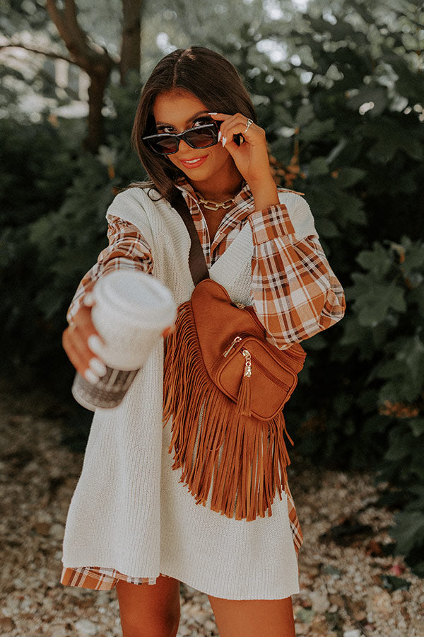 Trip Of My Life Fringe Fanny Pack In Brown