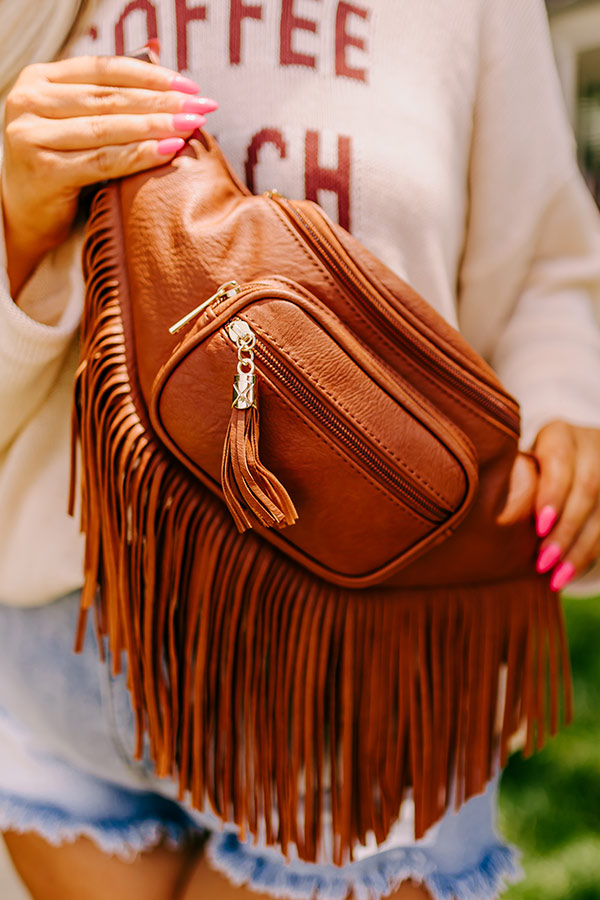 Trip Of My Life Fringe Fanny Pack In Brown