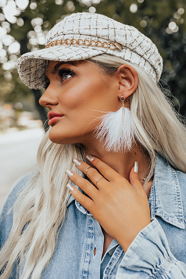 Down To Disco Feather Earrings In White