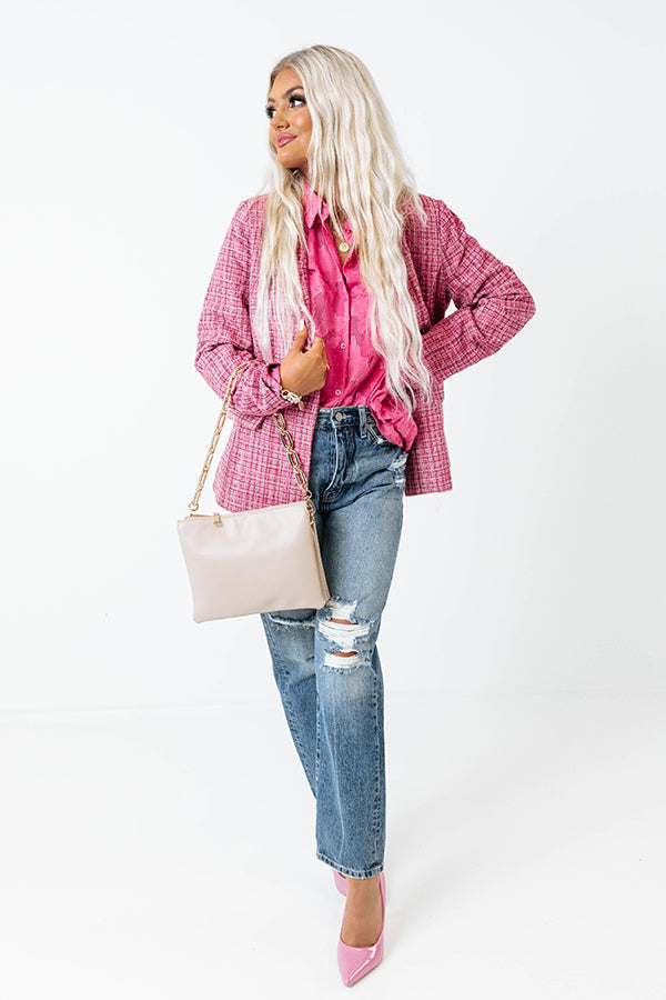 Dreaming Bigger Tweed Blazer In Pink