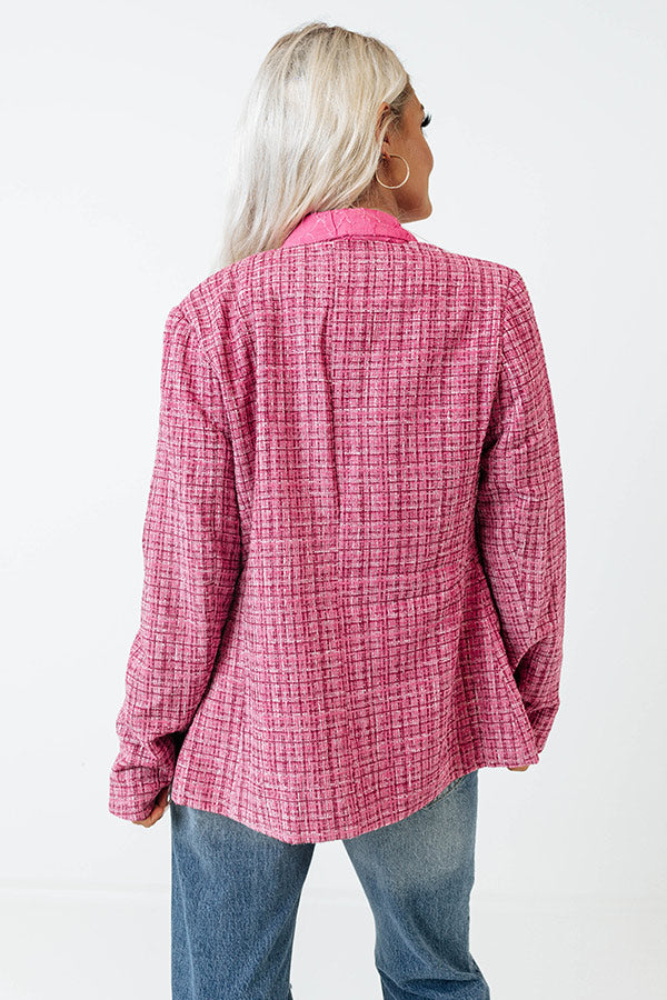 Dreaming Bigger Tweed Blazer In Pink