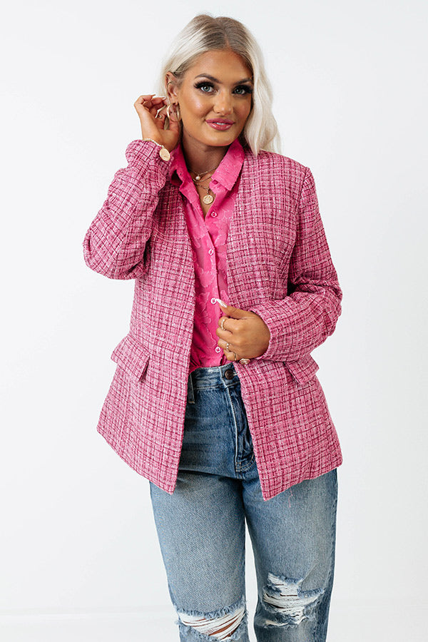 Dreaming Bigger Tweed Blazer In Pink