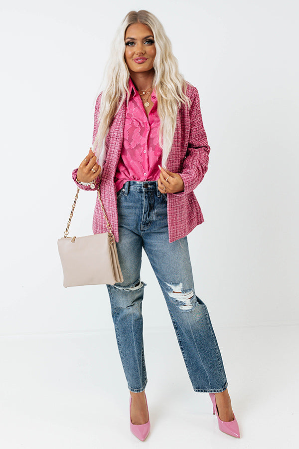 Dreaming Bigger Tweed Blazer In Pink
