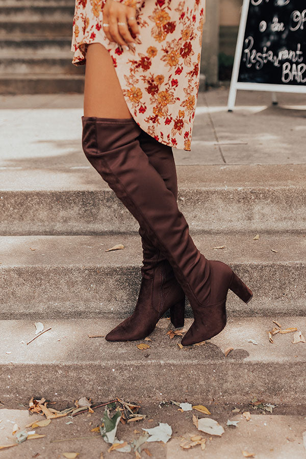 The Poston Faux Suede Thigh High Boot In Chestnut