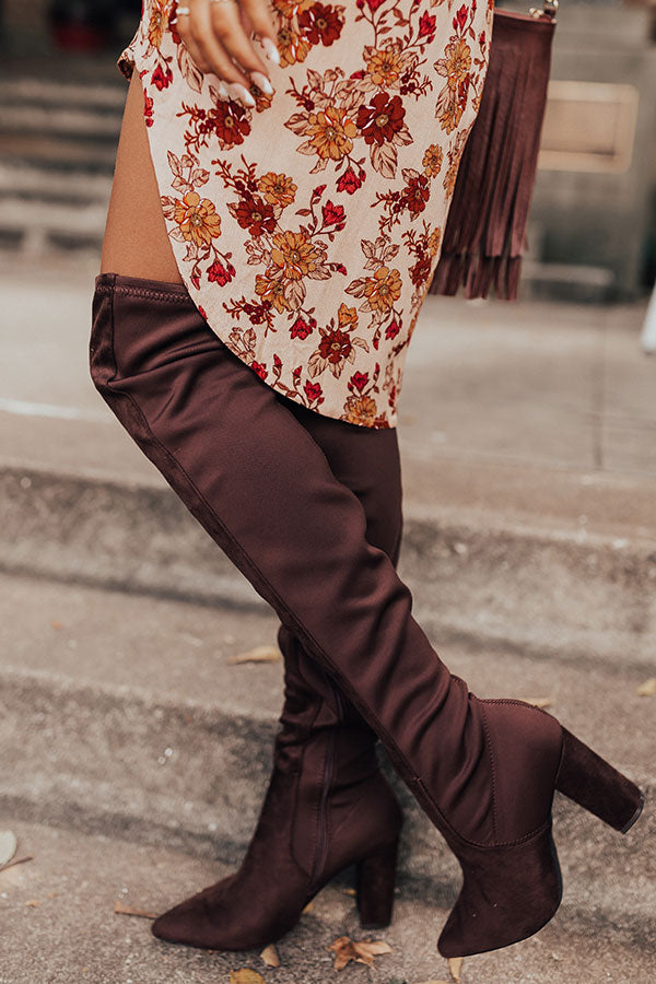 The Poston Faux Suede Thigh High Boot In Chestnut