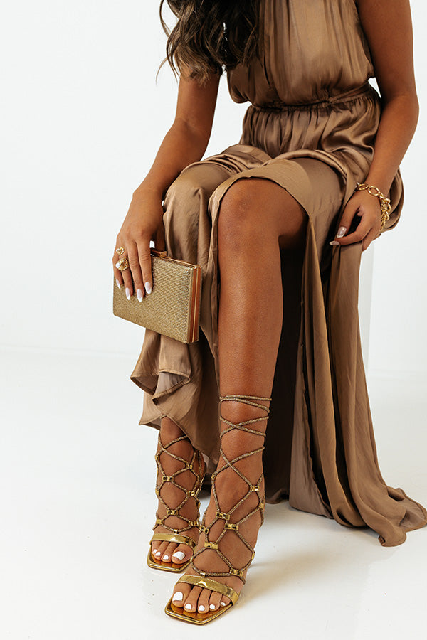The Liam Lace Up Heel In Gold