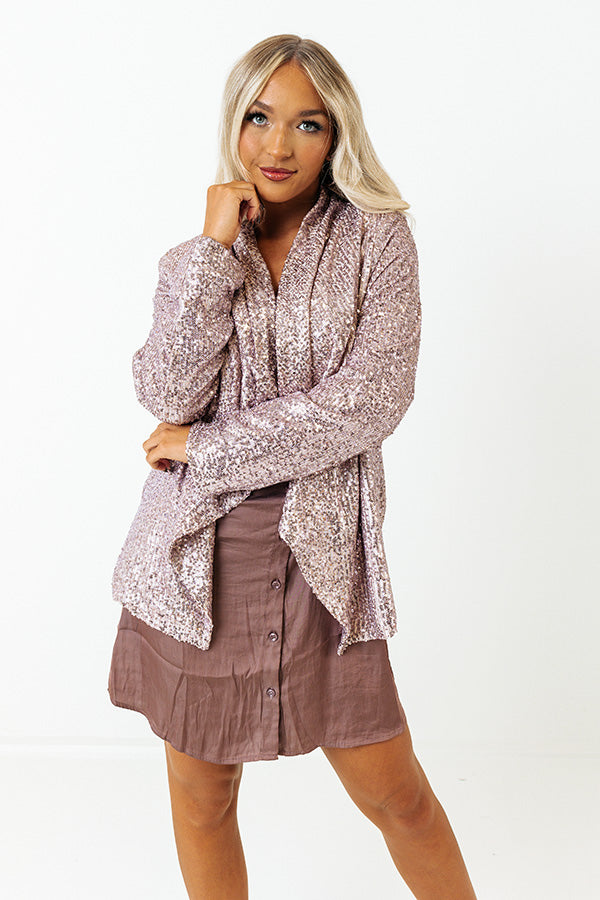 Splash Of Luxury Sequin Blazer In Blush