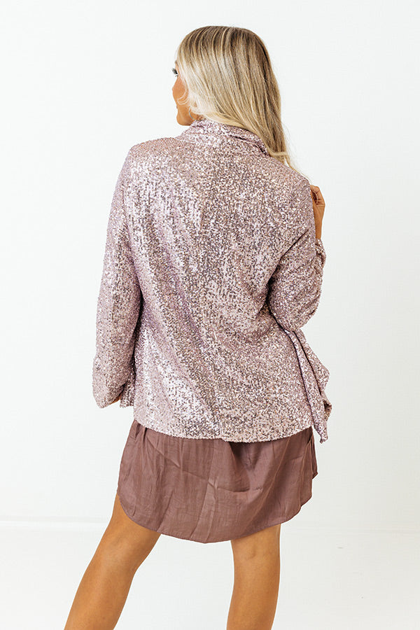 Splash Of Luxury Sequin Blazer In Blush