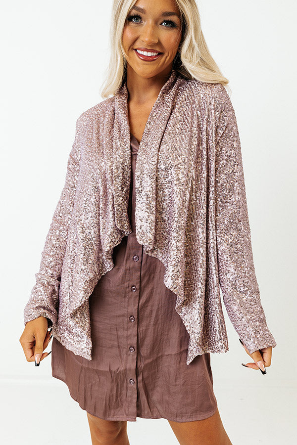 Splash Of Luxury Sequin Blazer In Blush