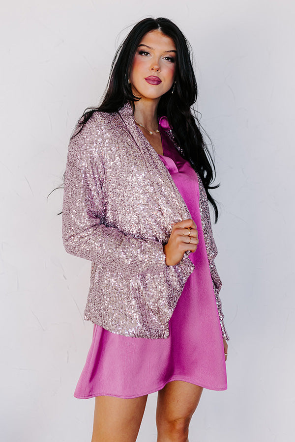 Splash Of Luxury Sequin Blazer In Blush