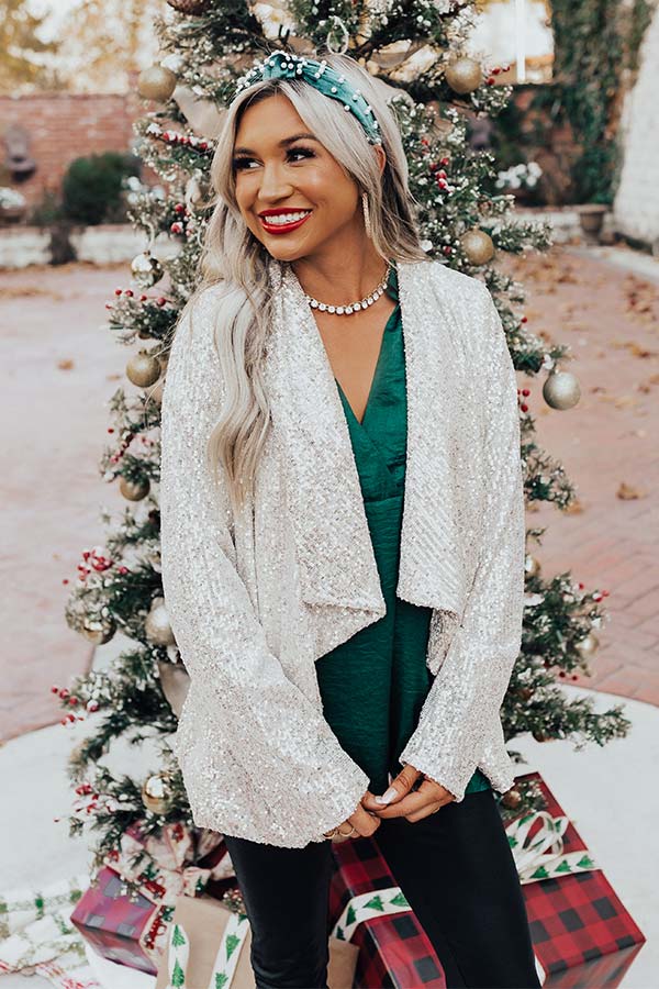 Splash Of Luxury Sequin Blazer In Champagne