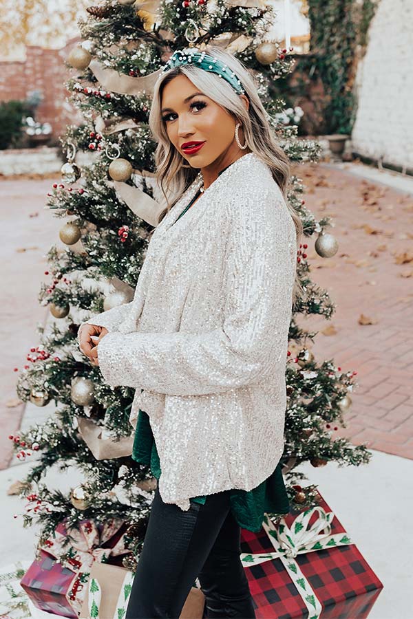 Splash Of Luxury Sequin Blazer In Champagne